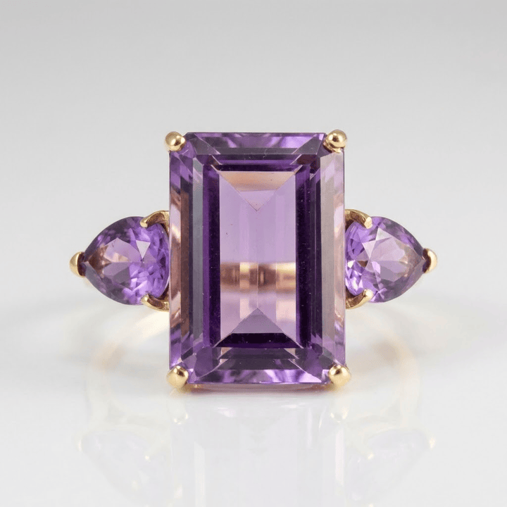 ANELLO IN ORO CON CRISTALLO AMETISTA E TOURMALINA