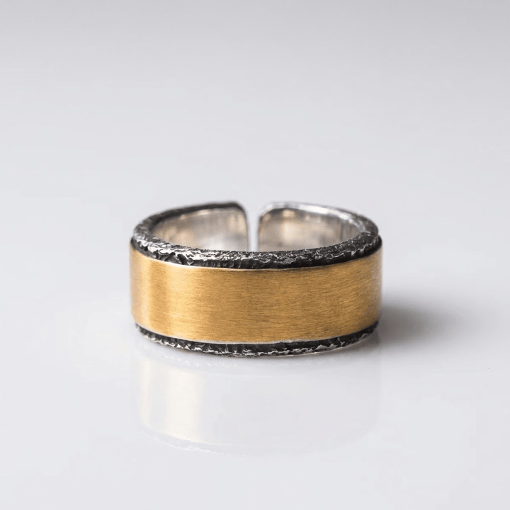 ANELLO RUSTICO FATTO A MANO DUE TONI - (REGOLABILE)
