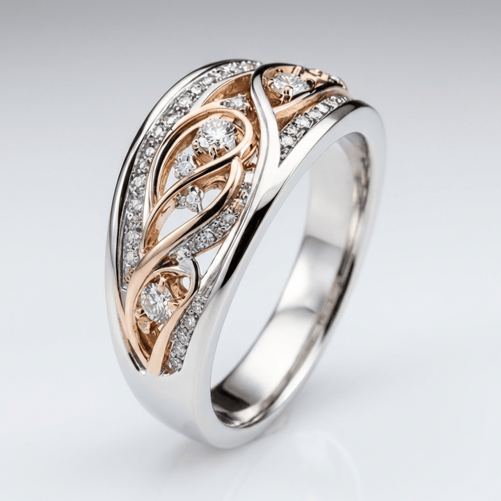 ANELLO VINTAGE DUE TONI ORO ROSA ARGENTO