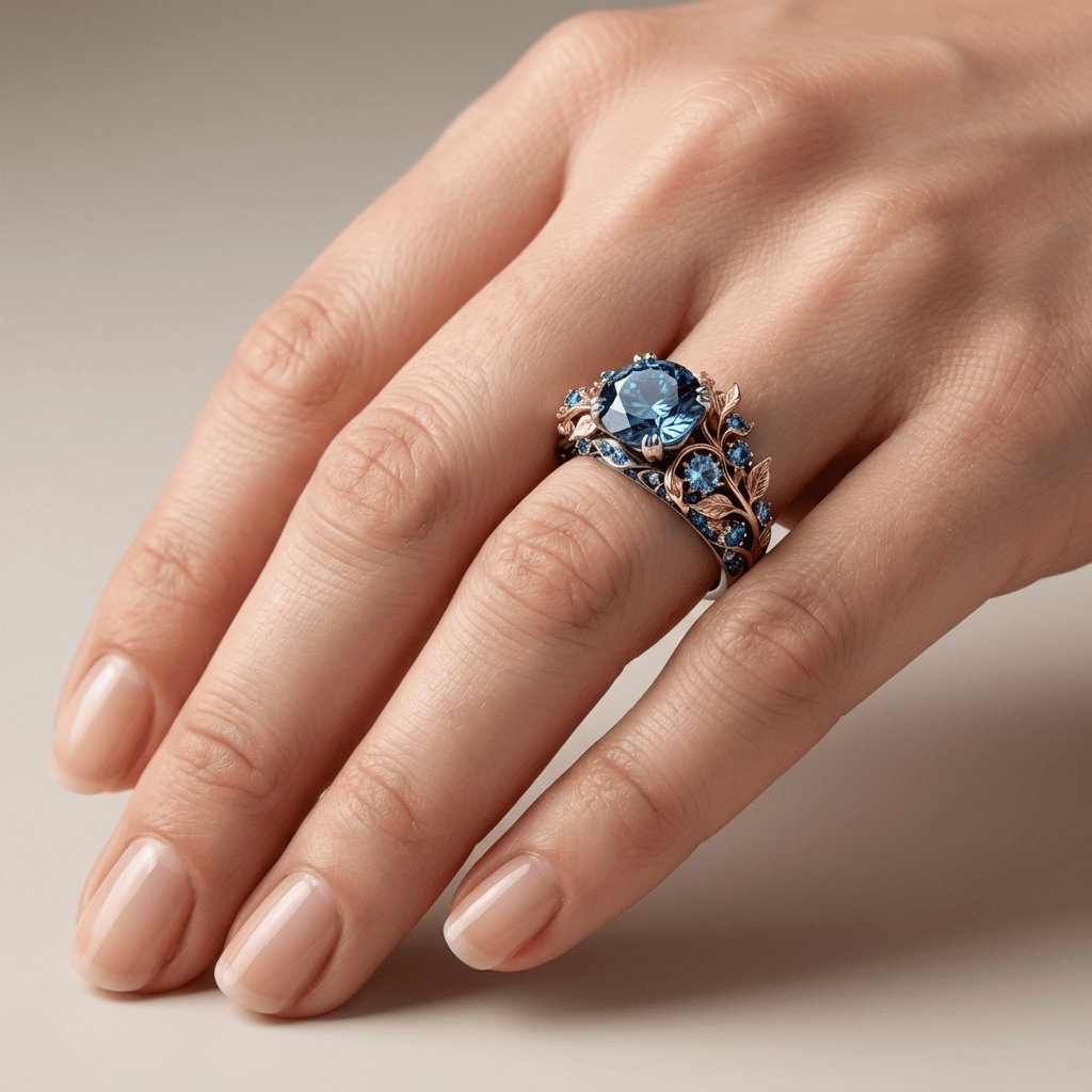 ANELLO VINTAGE IN ORO E TOPAZIO BLU