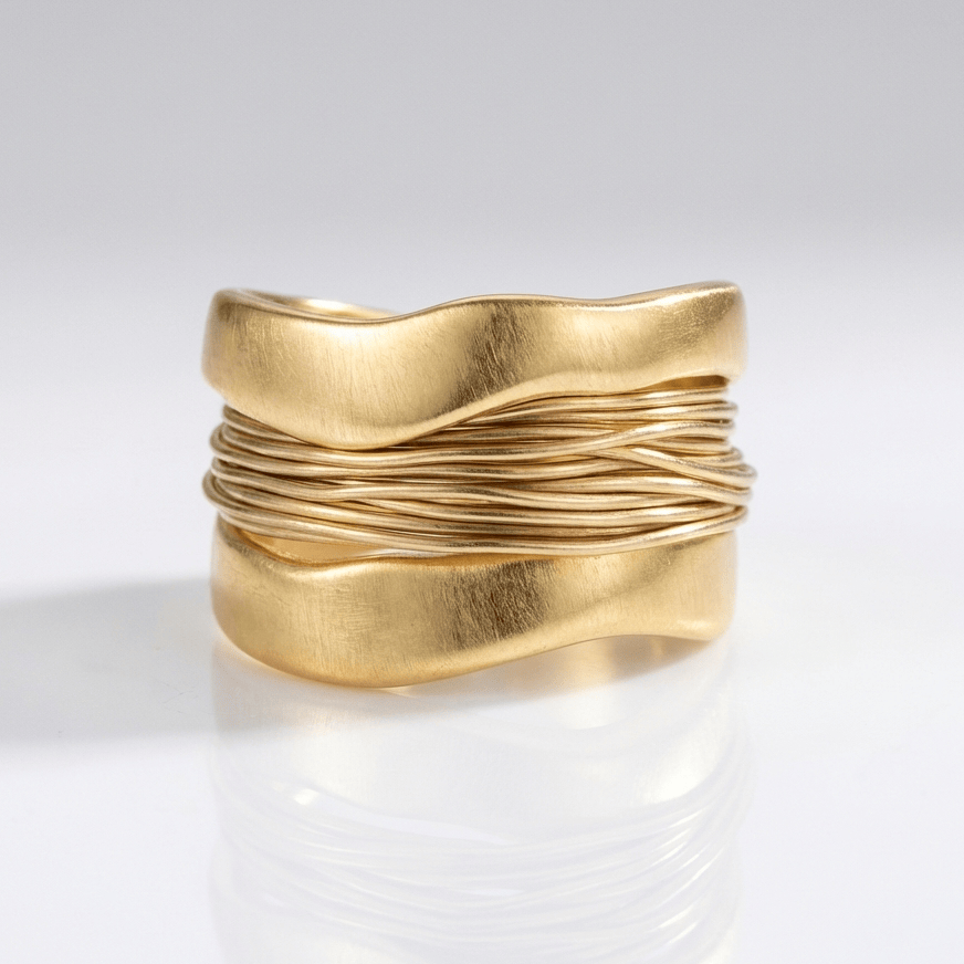 ANELLO AVVOLTO A MANO IN FILO D'ARGENTO E ORO
