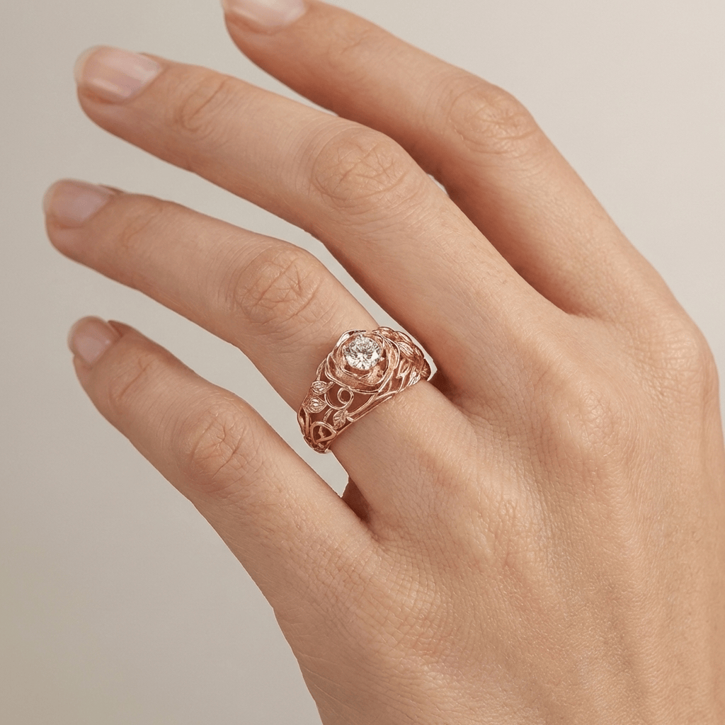 ANELLO VINTAGE INTAGLIATO IN ZIRCONIA ROSA