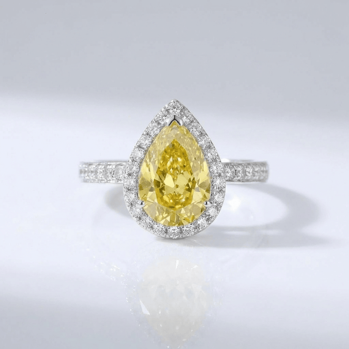 ANELLO HALO CON DIAMANTE GIALLO A PEAR