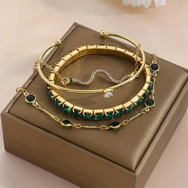 Set di Bracciali di Gemme Verdi