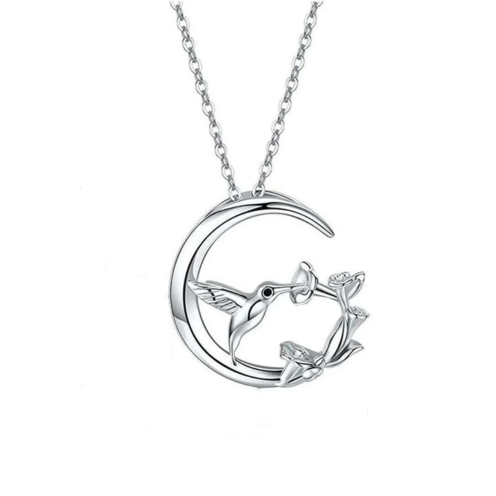 Collana con Pendente Vintage in Argento a Forma di Uccello della Luna