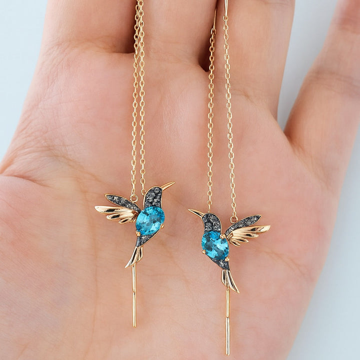 Orecchini in Smalto e Zirconia Colibrì