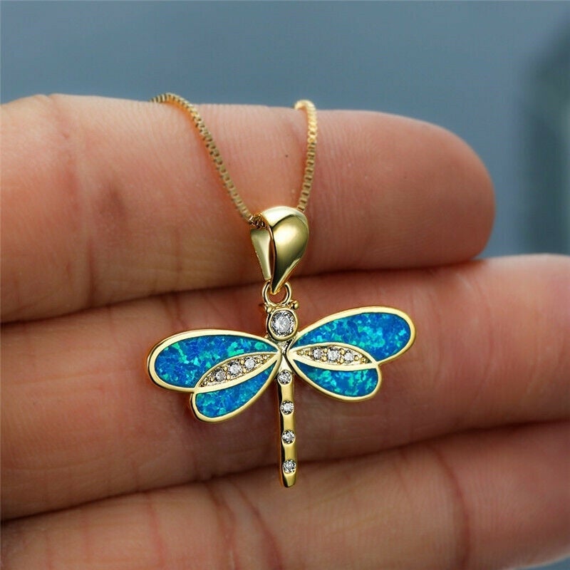 Collana a Libellula in Oro con Opale