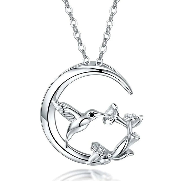 Collana con Pendente Vintage in Argento a Forma di Uccello della Luna