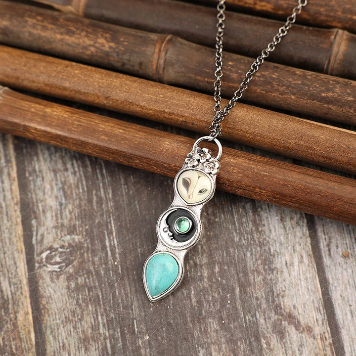 Collana Bar con Gufo Turchese