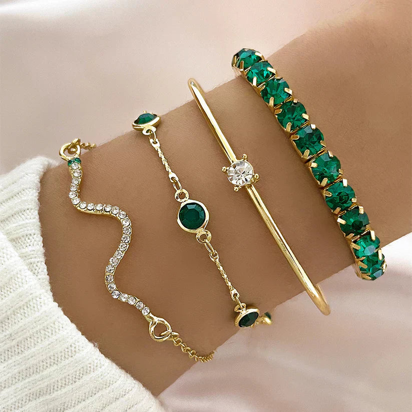 Set di Bracciali di Gemme Verdi
