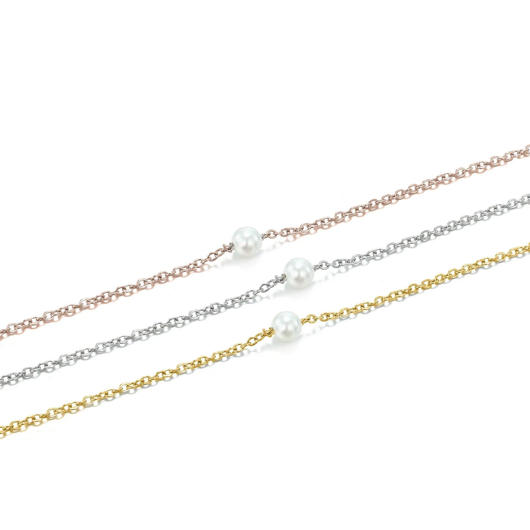 Pearl Pendant Necklace | Dainty Stainless Steel, Gold Color