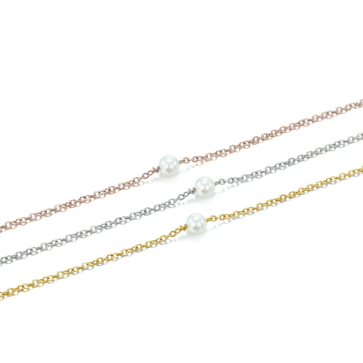 Pearl Pendant Necklace | Dainty Stainless Steel, Gold Color