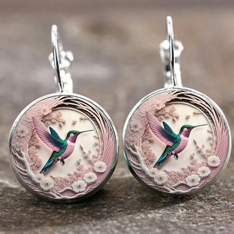 Collana a Pendente in Vetro con Colibrì
