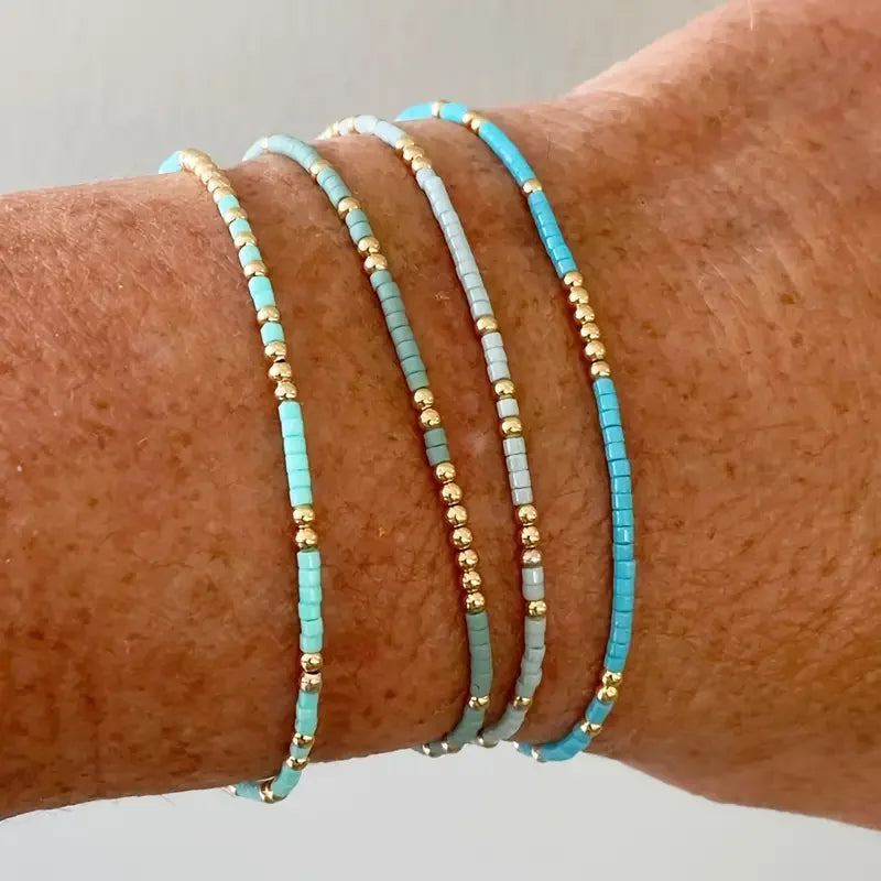 Set di Bracciali Chic Bohemien con Perline Turchesi