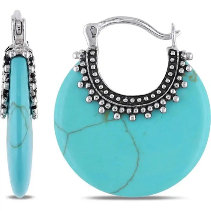 Orecchini a Cerchio in Pietra Turchese Silver