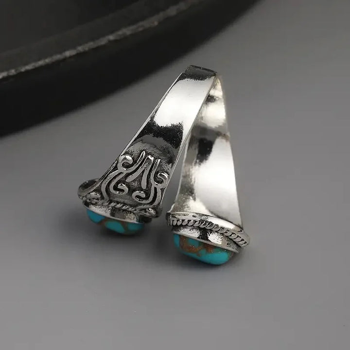 Anello a Fascia con Croce Turchese Vintage Elegante
