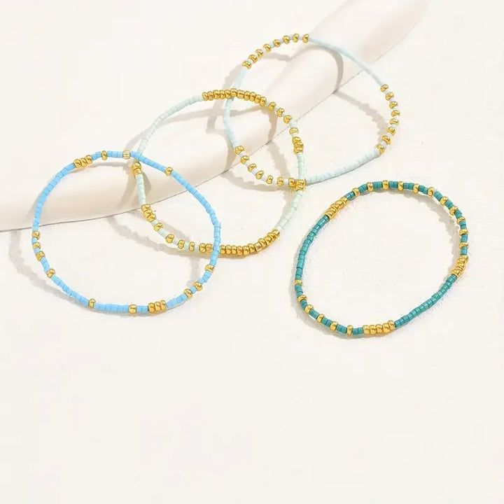 Set di Bracciali Chic Bohemien con Perline Turchesi