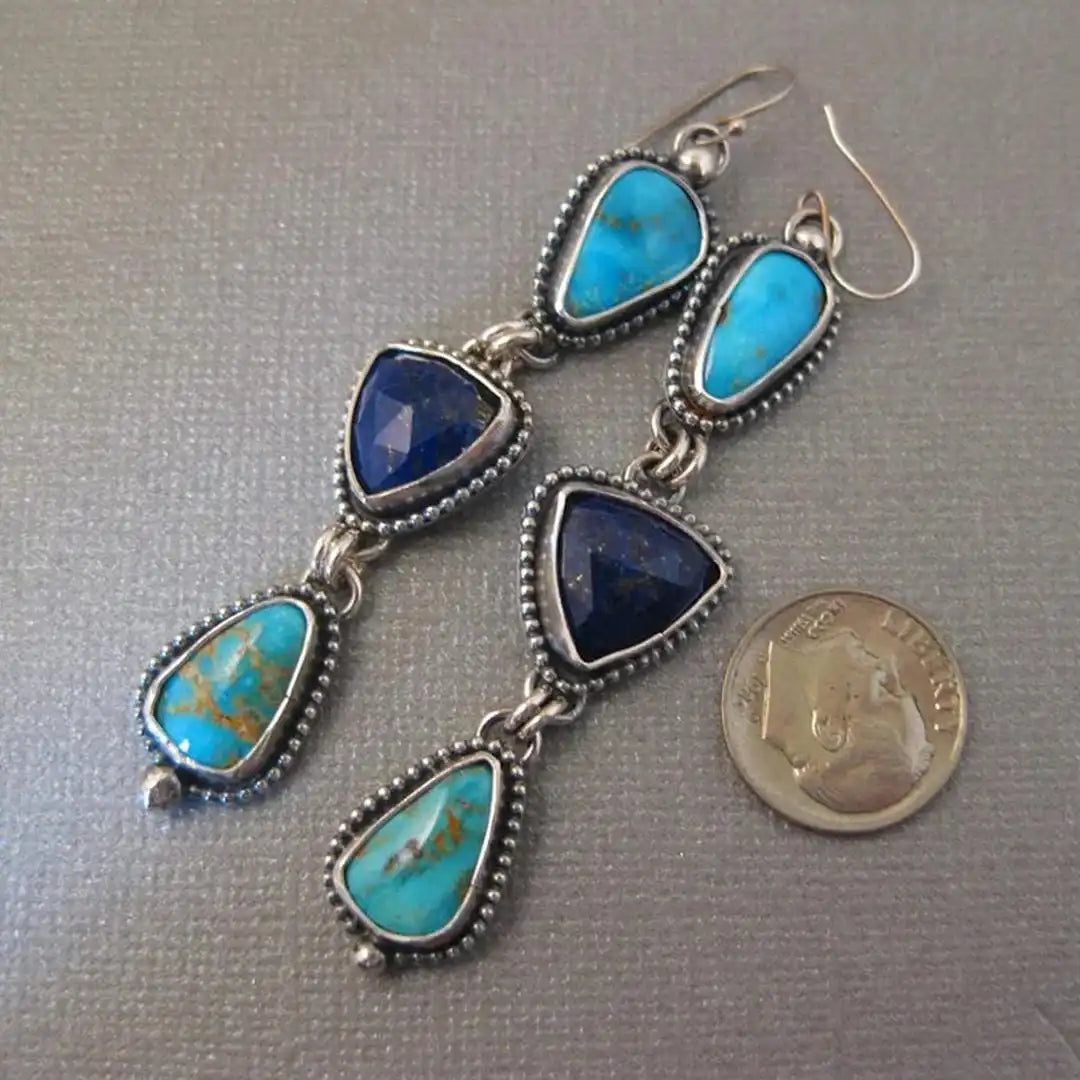 Orecchini a Goccia in Argento Bohemien con Pietra Turchese