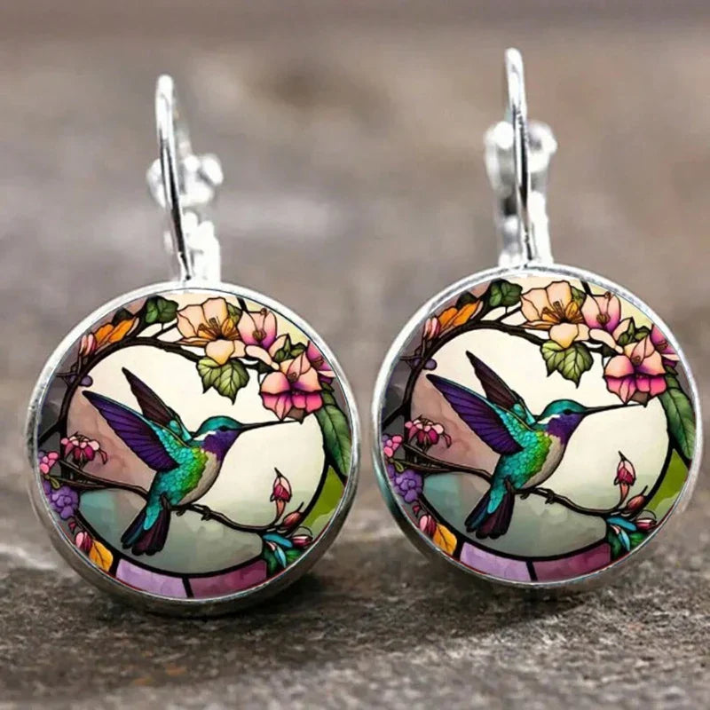 Collana a Pendente in Vetro con Colibrì