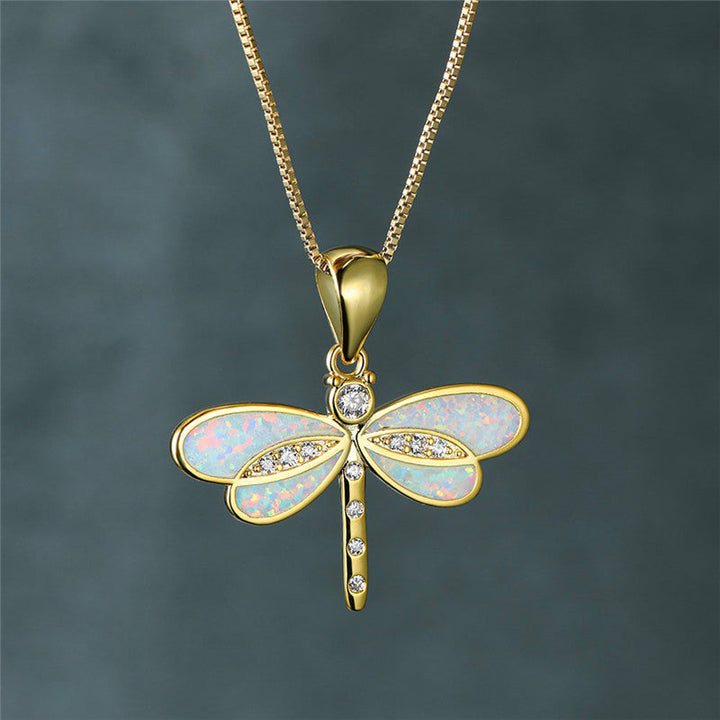 Collana a Libellula in Oro con Opale