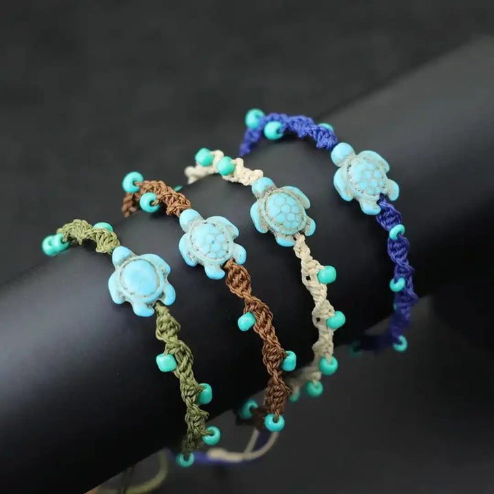 Bracciale in corda con perline a forma di tartaruga Bohemia