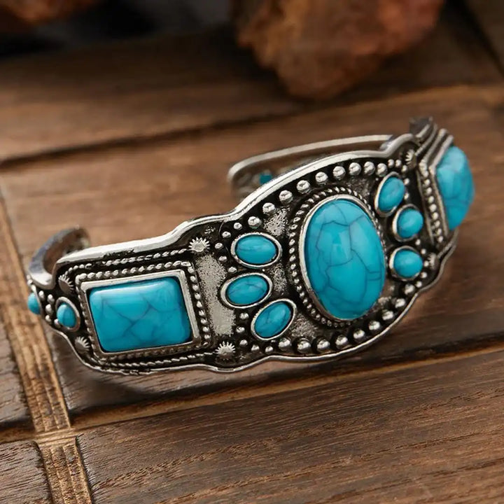 Bracciale Cuff Vintage Bohemien Turchese