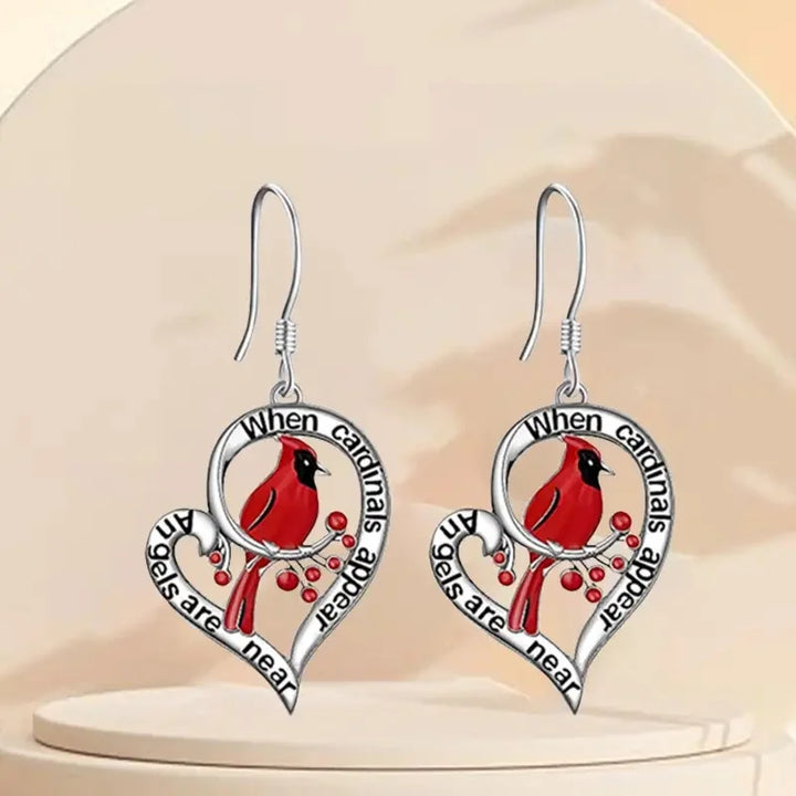 Orecchini Commemorativi Cardinali – “Quando appaiono i Cardinali, gli Angeli sono Vicini” Design a Goccia a Cuore