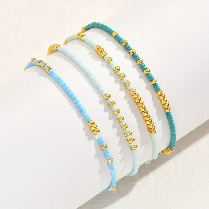 Set di Bracciali Chic Bohemien con Perline Turchesi