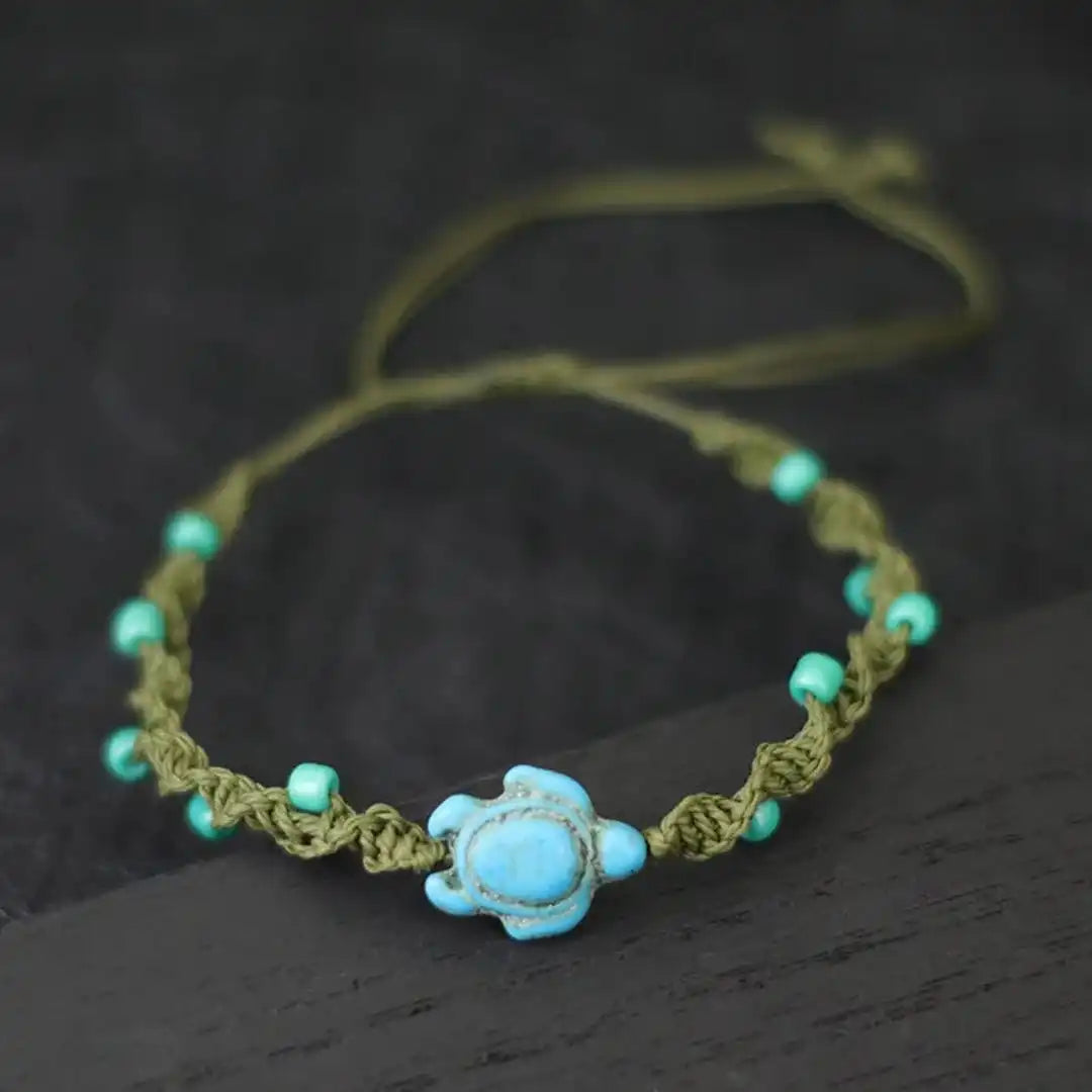 Bracciale in corda con perline a forma di tartaruga Bohemia