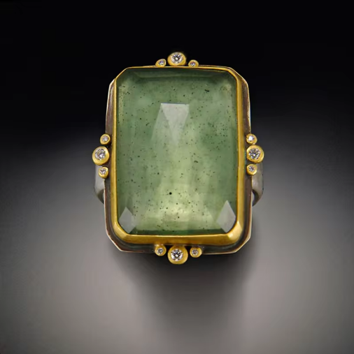 Anello Quadrato di Cristallo Retro Francese
