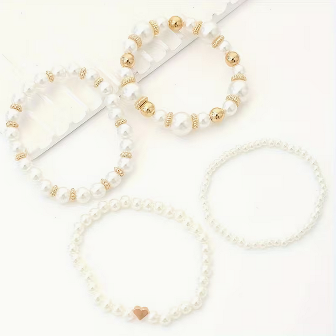 Set di quattro braccialetti in perle | Perlume