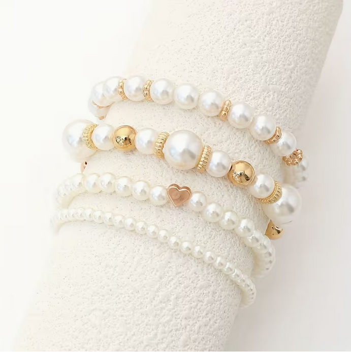 Set di quattro braccialetti in perle | Perlume
