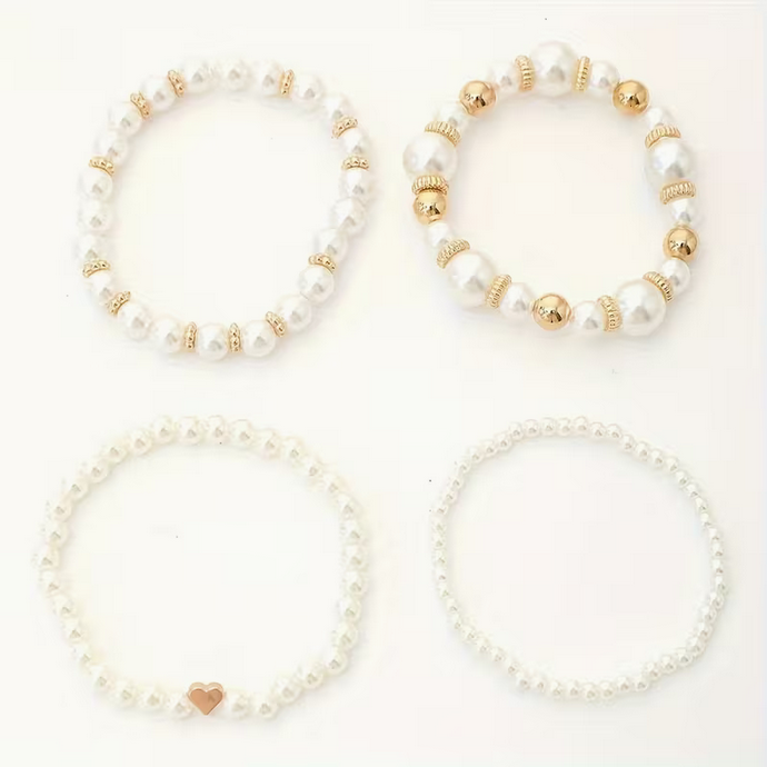 Set di quattro braccialetti in perle | Perlume