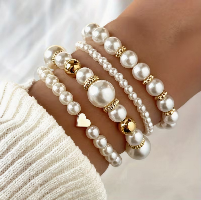 Set di quattro braccialetti in perle | Perlume