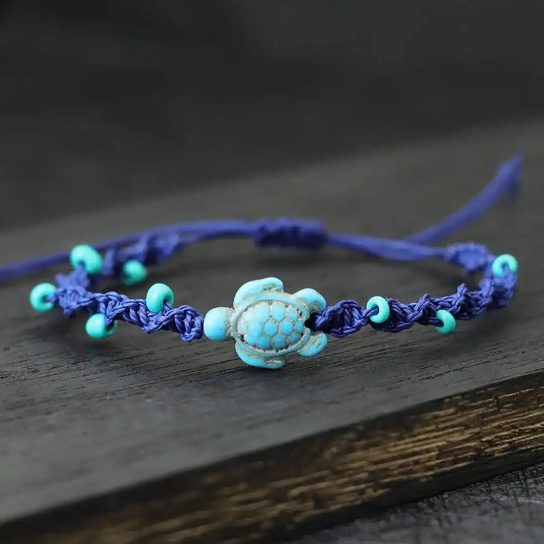 Bracciale in corda con perline a forma di tartaruga Bohemia