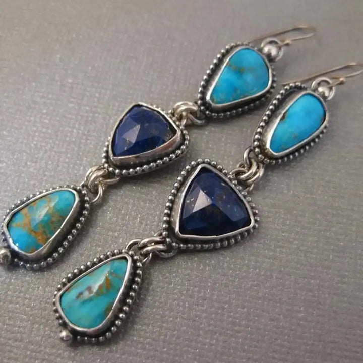 Orecchini a Goccia in Argento Bohemien con Pietra Turchese