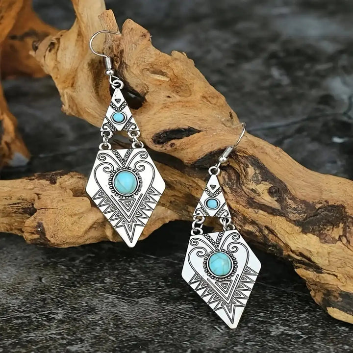 Orecchini Rombo Turchesi Vintage Bohemien