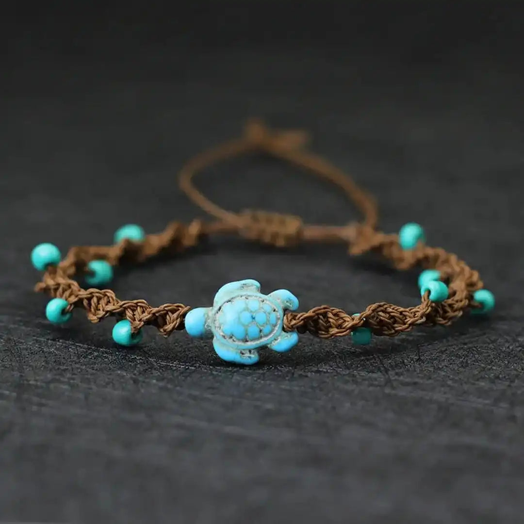 Bracciale in corda con perline a forma di tartaruga Bohemia