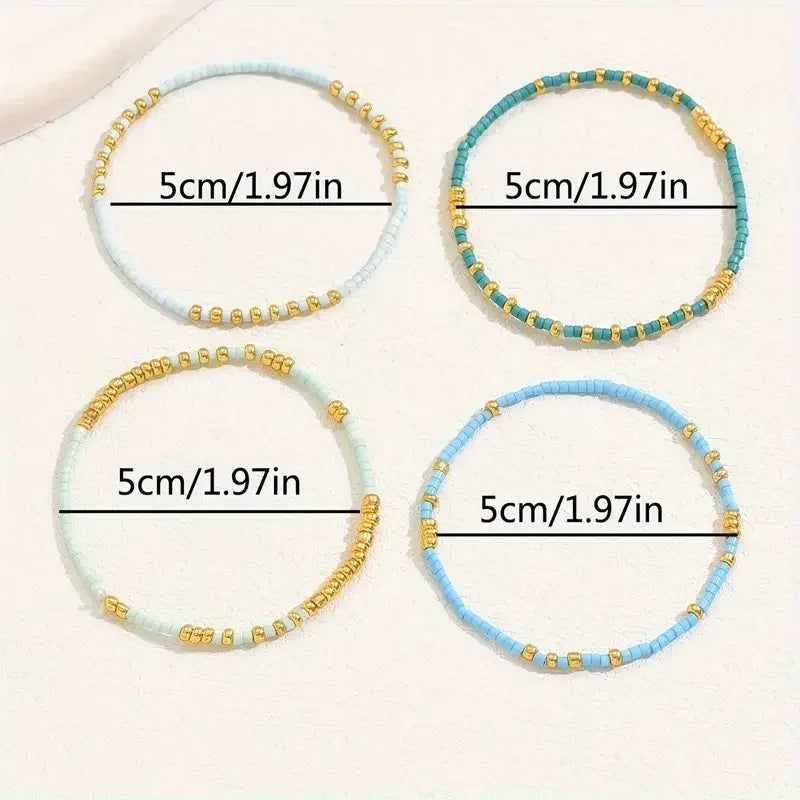 Set di Bracciali Chic Bohemien con Perline Turchesi