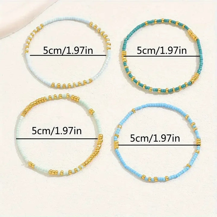 Set di Bracciali Chic Bohemien con Perline Turchesi