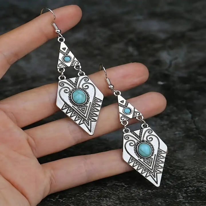 Orecchini Rombo Turchesi Vintage Bohemien