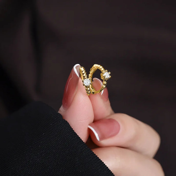 Earring Set | Zircon Round Hoop and Flower Design