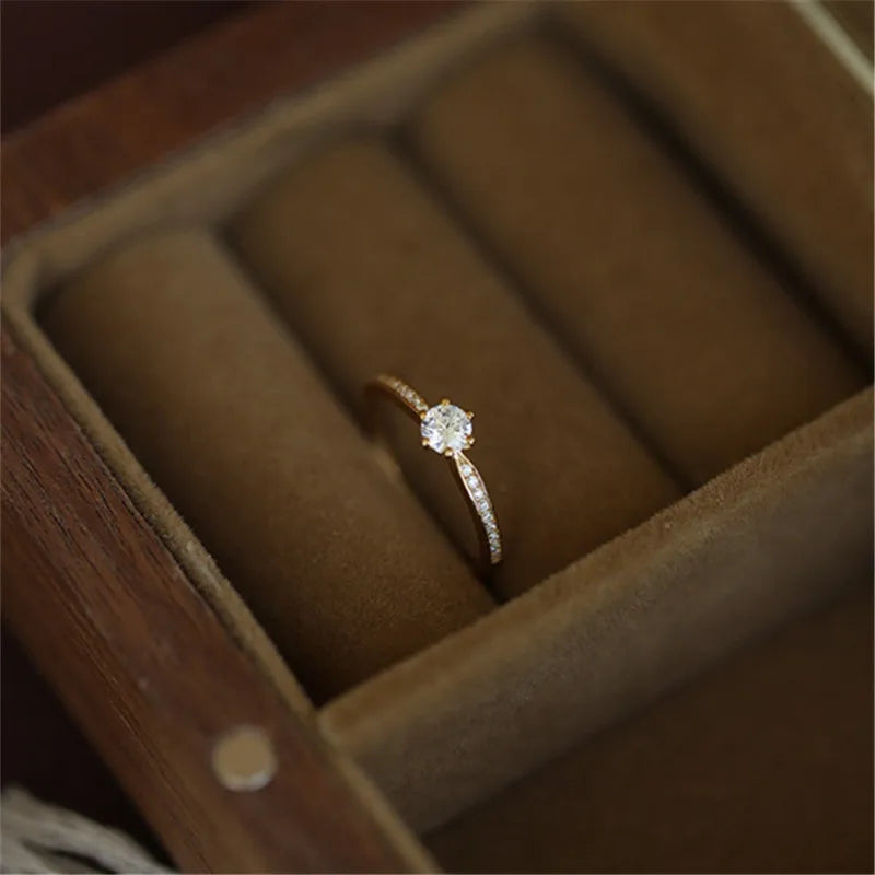 Zircon Ring | 925 Sterling Silver, Gold Plated