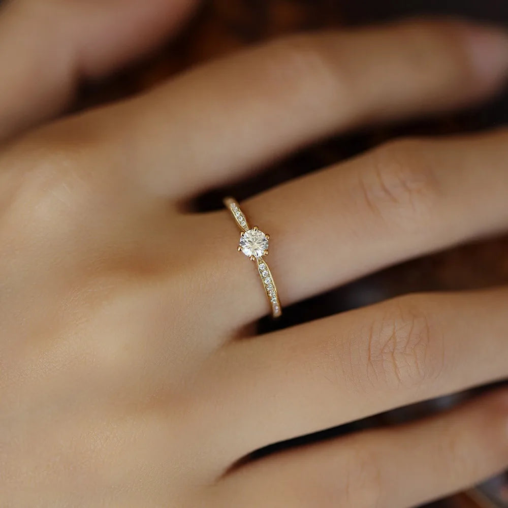 Zircon Ring | 925 Sterling Silver, Gold Plated