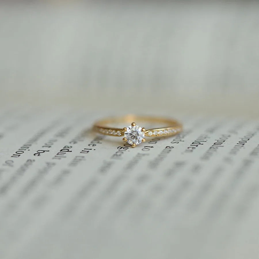 Zircon Ring | 925 Sterling Silver, Gold Plated