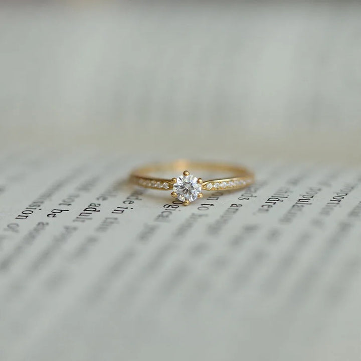 Zircon Ring | 925 Sterling Silver, Gold Plated