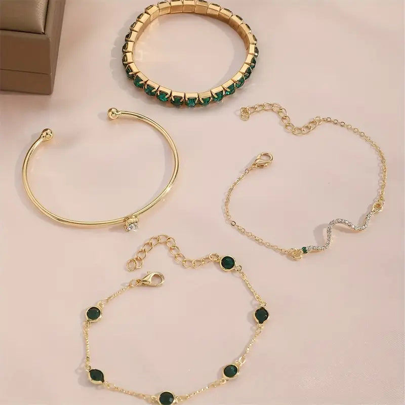 Set di Bracciali di Gemme Verdi