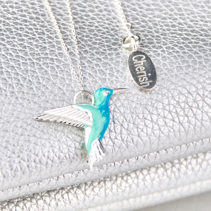 Collana con Pendente Colibrì in Argento Sterling smaltato