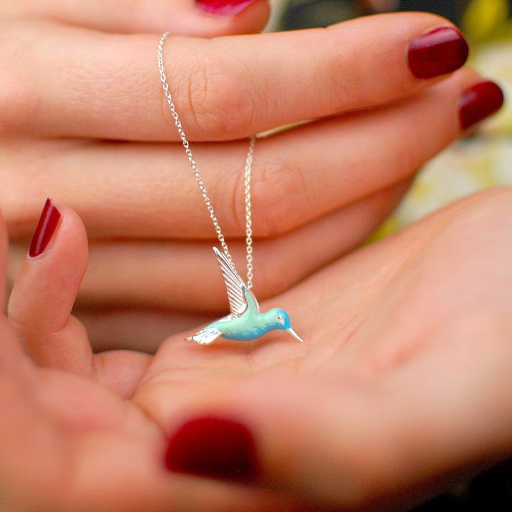 Collana con Pendente Colibrì in Argento Sterling smaltato