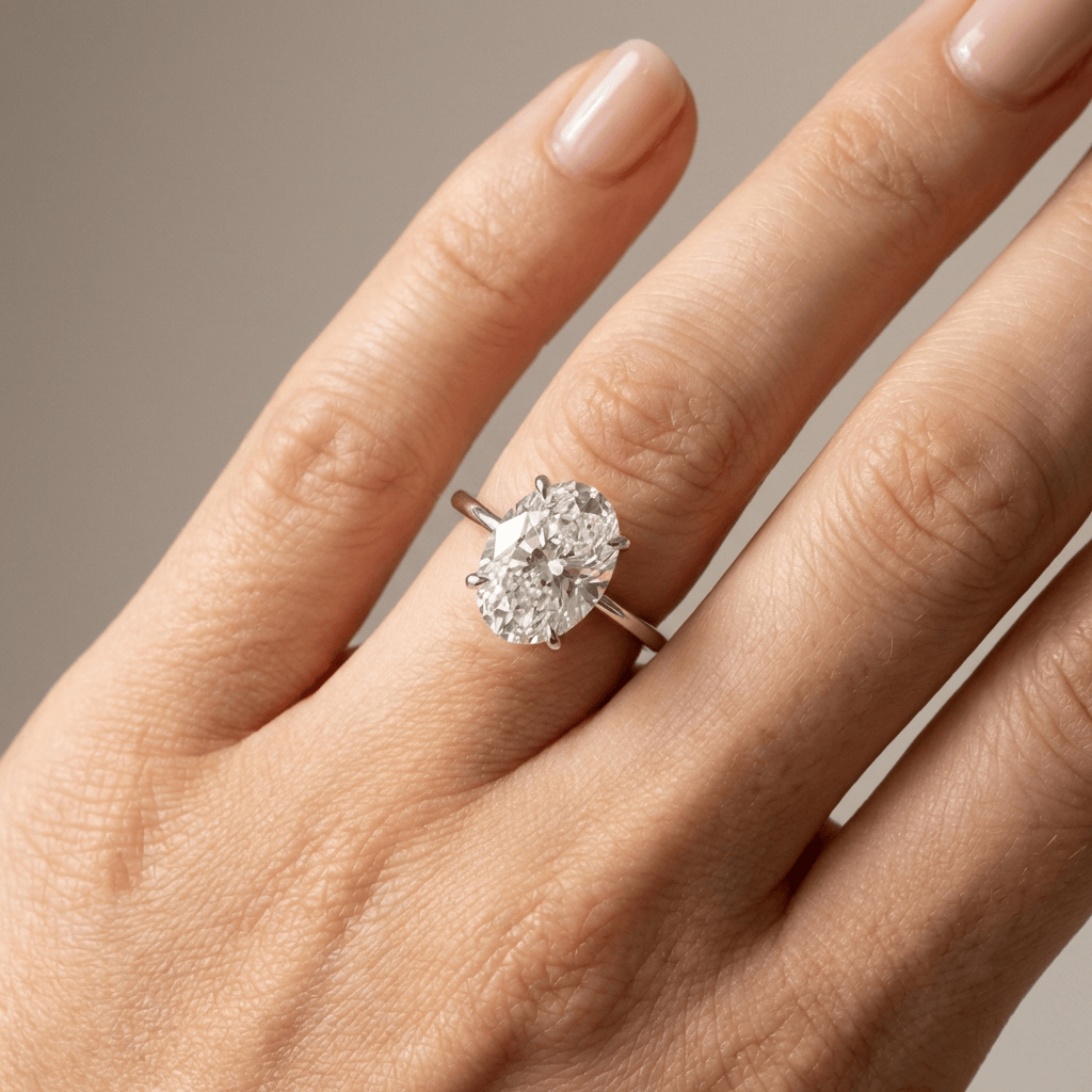 ANELLO SOLITARIO CON DIAMANTE OVALE